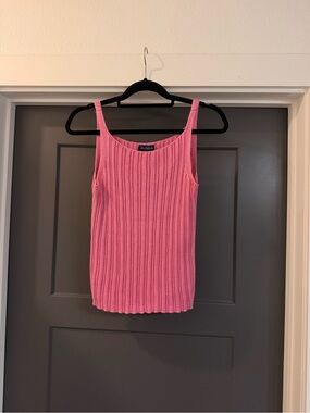 Ann Taylor Pink Ribbed Knit Summer Tank Top Size M